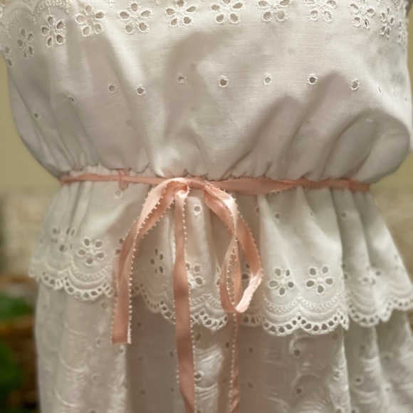 70s Vintage Boho Eyelet White Maxi by Roberta California. Size 3/4. - Picture 4 of 7